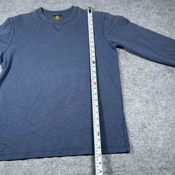 Timberland T Shirt Men's Size Large Blue Long Sleeve Blank Mini Logo Regular Fit - Picture 5 of 14